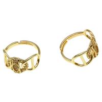 Cubic Zirconia Micro Pave Brass Finger Ring, Adjustable & micro pave cubic zirconia & for woman, golden 