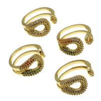 Brass Cuff Finger Ring, Adjustable & micro pave cubic zirconia & for woman 