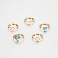 Zink-Legierung Ring Set, Zinklegierung, mit Künstlich+Opal, Modeschmuck & für Frau, gemischte Farben, verkauft von setzen