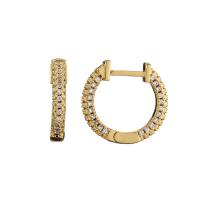 Huggie Hoop Drop Earring, Brass, 18K gold plated, micro pave cubic zirconia & for woman 