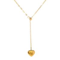 Collier de bijoux de titane, Acier titane, avec 1.97inch chaînes de rallonge, coeur, Plaqué or 18K, bijoux de mode & pour femme .11 pouce, Vendu par PC