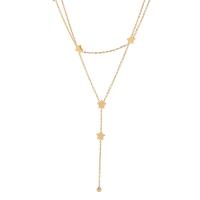 Collier de bijoux de titane, Acier titane, avec 1.97inch chaînes de rallonge, étoile, Plaqué or 18K, Double couche & bijoux de mode & pour femme .17 pouce, Vendu par PC