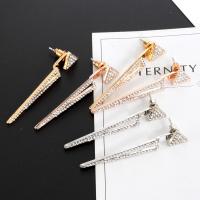 Zinc Alloy Earring Jacket, plated, fashion jewelry & for woman & with rhinestone 