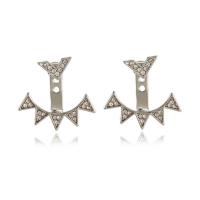 Zinc Alloy Earring Jacket, plated, fashion jewelry & for woman & with rhinestone 