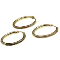 Brass Hoop Earring, Round, micro pave cubic zirconia & for woman 