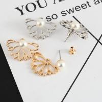 Zinc Alloy Earring Jacket, with Plastic Pearl, plated, fashion jewelry & for woman 