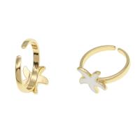 Brass Cuff Finger Ring, Starfish, Adjustable & for woman & enamel 