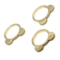 Brass Cuff Finger Ring, Adjustable & micro pave cubic zirconia & for woman, golden 