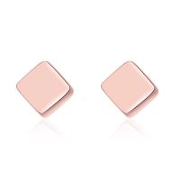 Messing Ohrstecker, Quadrat, Rósegold-Farbe plattiert, für Frau, Roségold, 4x4mm, verkauft von Paar