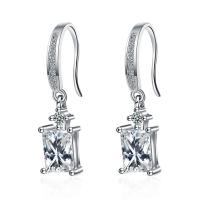 Boucle d'oreille goutte laiton strass, pour femme & avec strass, argent, 30mm, Vendu par paire