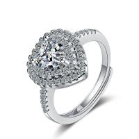 Anneau de cuivre de Zircon, laiton, Réglable & pavé de micro zircon & pour femme, argent Diamètre inté Environ 16mm, Vendu par PC