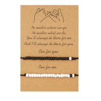 Pulseras para Parejas, Seedbead, con Cordón de cera, 2 piezas & Ajustable & para mujer, en blanco y negro, longitud:aproximado 18-30 cm, Vendido por Set