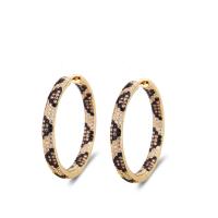 Brass Hoop Earring, micro pave cubic zirconia & for woman, 34.5mm 