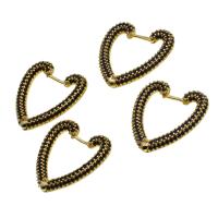 Brass Hoop Earring, Heart, micro pave cubic zirconia & for woman 