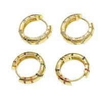 Brass Huggie Hoop Earring, Round, micro pave cubic zirconia & for woman 