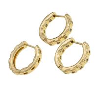 Brass Huggie Hoop Earring, Round, micro pave cubic zirconia & for woman, golden 