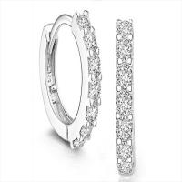 Brass Huggie Hoop Earring, Donut, micro pave cubic zirconia & for woman, silver color 