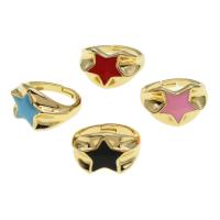 Brass Finger Ring, Star, Adjustable & for woman & enamel 