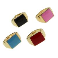 Brass Finger Ring, Square, Adjustable & for woman & enamel 