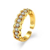 laiton Cuff Bague, avec zircon cubique, Placage de couleur d'or, pour femme, doré Vendu par PC