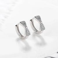 Brass Hoop Earring, Bowknot, micro pave cubic zirconia & for woman 10mm,12mm 