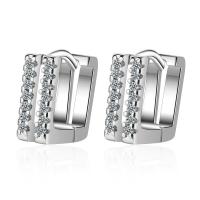 Brass Huggie Hoop Earring, micro pave cubic zirconia & for woman 4mm,8mm 