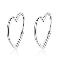 Brass Hoop Earring, Heart, plated, for woman 