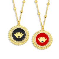 Cubic Zircon Micro Pave Brass Necklace, with eye pattern & micro pave cubic zirconia & for woman & enamel cm 