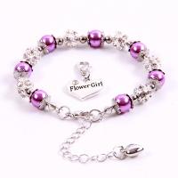 Bracelets de perles en plastique, acier inoxydable, avec perle de plastique & alliage de zinc, avec 5cm chaînes de rallonge, Placage de couleur argentée, unisexe & avec zircone cubique, plus de couleurs à choisir, 17mm, Vendu par PC