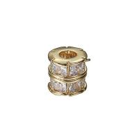 Brass Spacer Beads, Column, gold color plated & micro pave cubic zirconia 