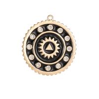 Cubic Zirconia Micro Pave Brass Pendant, Flat Round, gold color plated & micro pave cubic zirconia & enamel 