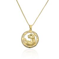 Cubic Zircon Micro Pave Brass Necklace, Flat Round, 18K gold plated & micro pave cubic zirconia & for woman & hollow Approx 17.72 Inch 