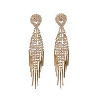 Fashion Fringe Earrings, Zinc Alloy, with Rhinestone, 925 thailand sterling silver post pin, plated, for woman 