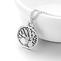 Zinc Alloy Cross Pendants, tree of life design & DIY & enamel, silver color 