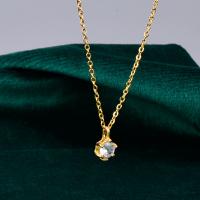 Collier de bijoux de titane, Acier titane, Plaqué or 18K, pavé de micro zircon & pour femme Environ 17.72 pouce, Vendu par PC