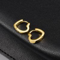 Acier titane Huggie Anneau d'oreille, coeur, Plaqué or 18K, pour femme, 15mm, Vendu par paire