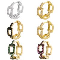 Brass Hoop Earring, plated, for woman & with rhinestone & hollow 