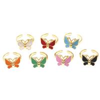 Brass Cuff Finger Ring, Butterfly, Adjustable & for woman & enamel 