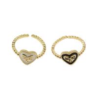 Brass Cuff Finger Ring, Heart, Adjustable & for woman & enamel 