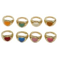 Brass Open Finger Ring, Heart, Adjustable & for woman & enamel 