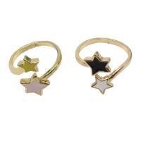 Brass Cuff Finger Ring, Star, Adjustable & for woman & enamel 