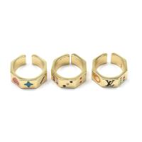 Brass Cuff Finger Ring, Adjustable & for woman & enamel 