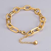 Pulseras de acero inoxidable, acero inoxidable 316L, con 6cm extender cadena, Patrón Geométrico, chapado en color dorado, cadena oval & para mujer, dorado, 7mm, longitud:aproximado 16 cm, Vendido por UD