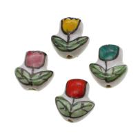 Abalorio de flor de porcelana, Bricolaje, más colores para la opción, 15x14x7mm, 100PCs/Bolsa, Vendido por Bolsa