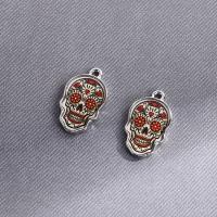 Colgantes de Aleación de Zinc en Forma Calavera, chapado, Joyería de Halloween, color mixto, 13x22mm, Vendido por UD