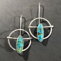 Turquoise Zinc Alloy Earring, with turquoise, plated, fashion jewelry & for woman 