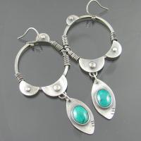 Turquoise Zinc Alloy Earring, with turquoise, plated, fashion jewelry & for woman 