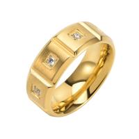 Titan Stahl Fingerring, Titanstahl, 18K vergoldet, verschiedene Größen vorhanden & für den Menschen & mit Strass, keine, 8mm, verkauft von PC