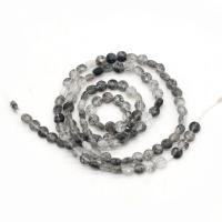 Perles Quartz rutile, Quartz rutile noir, Plat rond, DIY & facettes, couleurs mélangées, 4mm cm, Vendu par brin