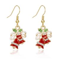 Christmas Earrings, Zinc Alloy, gold color plated, Christmas Design & for woman & enamel 